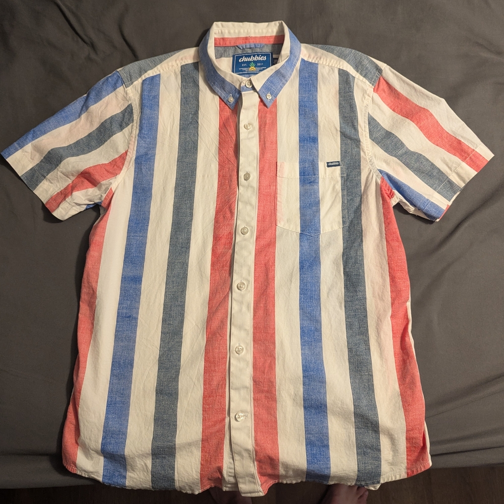Chubbies Men's Striped Shirt - Red, Blue, White